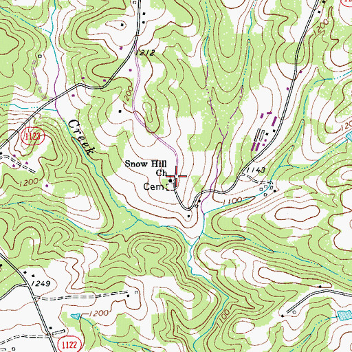 Topographic Map of Snow Hill Baptist Church, NC