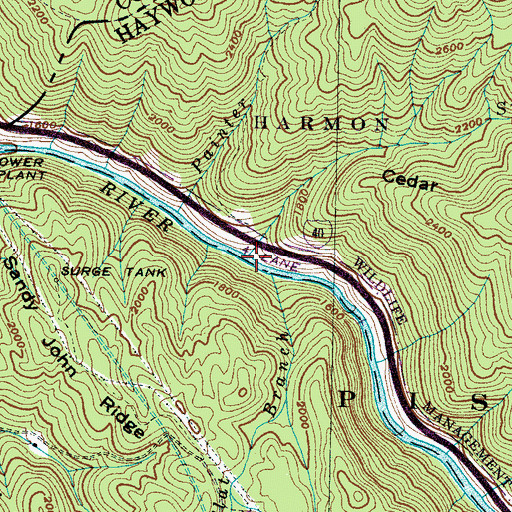 Topographic Map of Snowbird Creek, NC