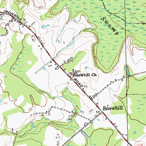 Topographic Map of Snowhill Church, NC