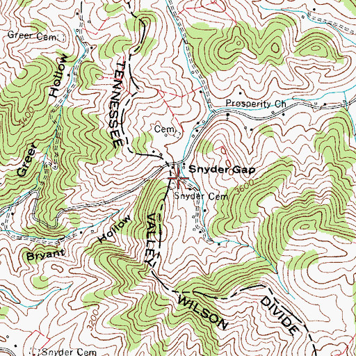 Topographic Map of Snyder Cemetery, NC
