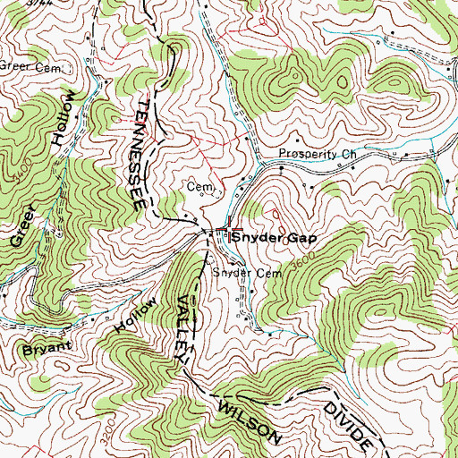 Topographic Map of Snyder Gap, NC