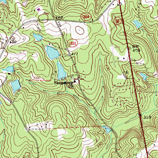 Topographic Map of Soapstone Church, NC