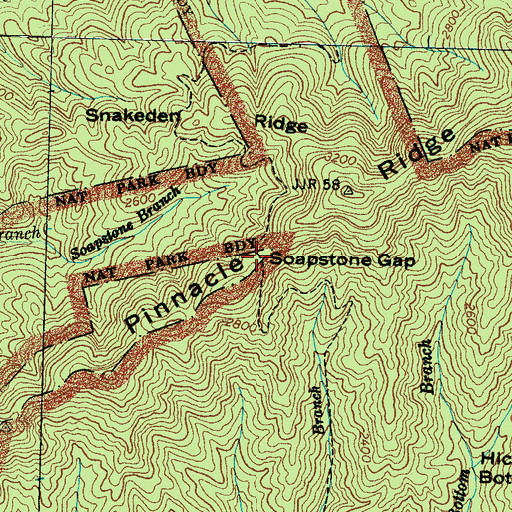 Topographic Map of Soapstone Gap, NC