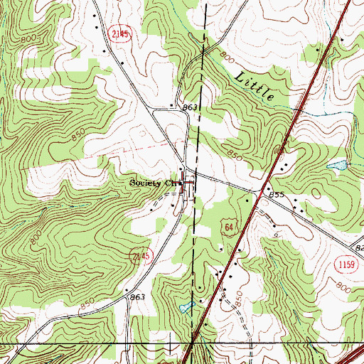 Topographic Map of Society Church, NC
