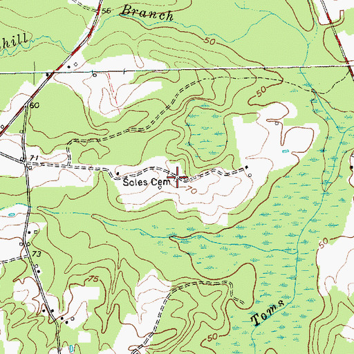 Topographic Map of Soles Cemetery, NC