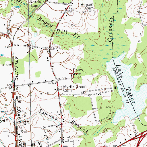 Topographic Map of Soles Cemetery, NC