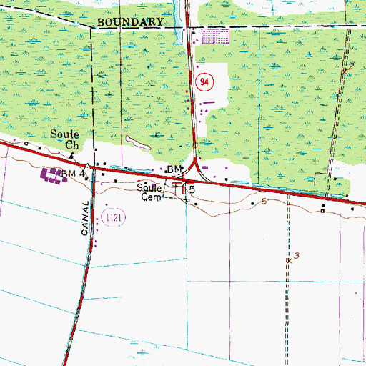 Topographic Map of Soule Cemetery, NC