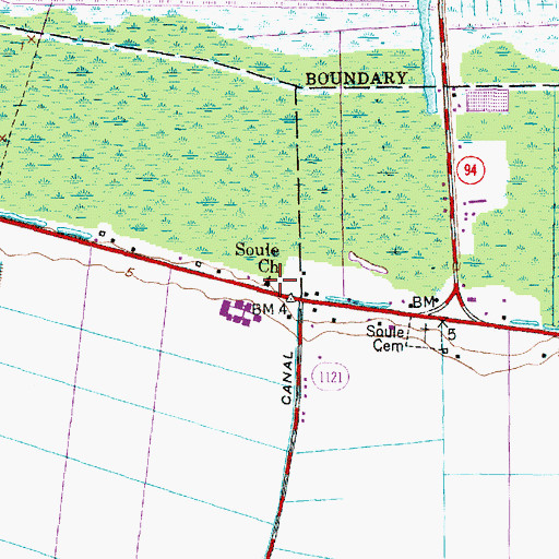 Topographic Map of Soule Church, NC