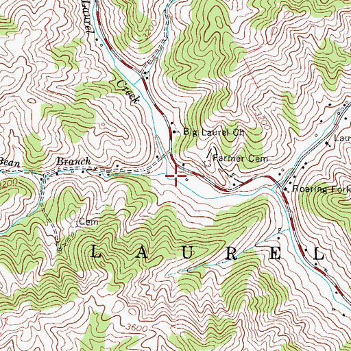 Topographic Map of Soup Bean Branch, NC