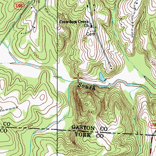 Topographic Map of South Crowders Creek, NC