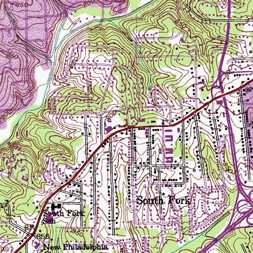 Topographic Map of South Fork, NC