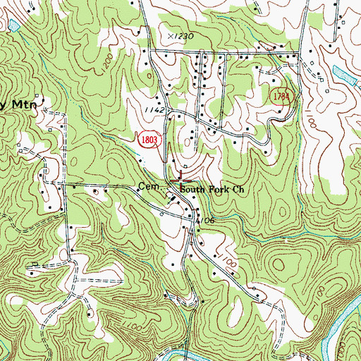 Topographic Map of South Fork Church, NC