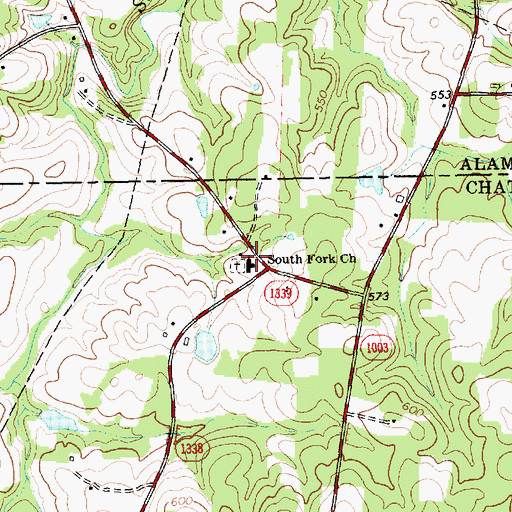 Topographic Map of South Fork Church, NC