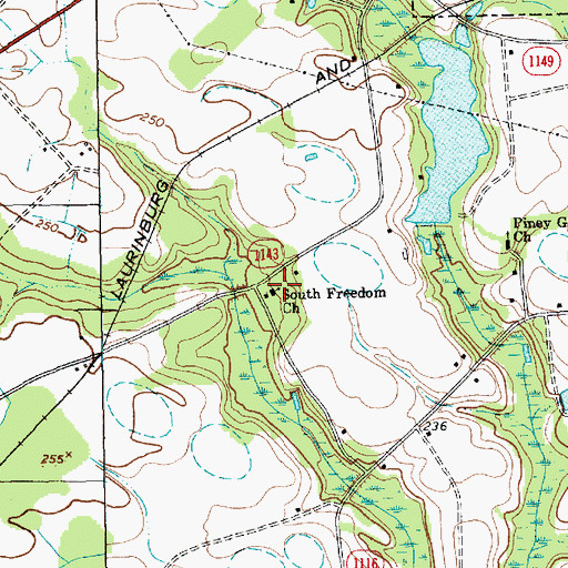 Topographic Map of South Freedom Church, NC