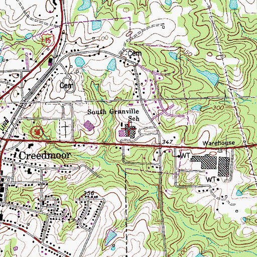 Topographic Map of South Granville School, NC