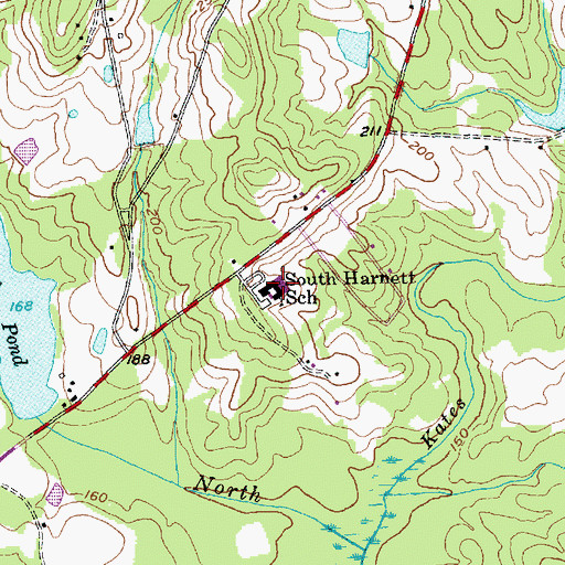 Topographic Map of South Harnett School, NC