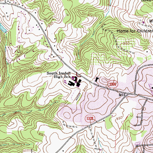 Topographic Map of South Iredell High School, NC