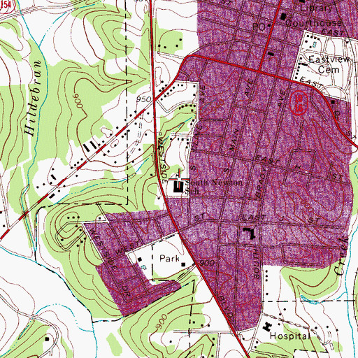 Topographic Map of South Newton Elementary School, NC