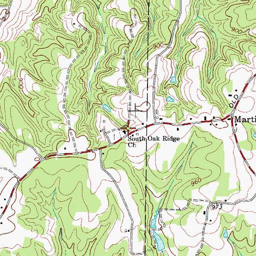 Topographic Map of South Oak Ridge Baptist Church, NC