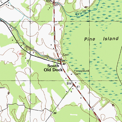 Topographic Map of South Old Dock, NC