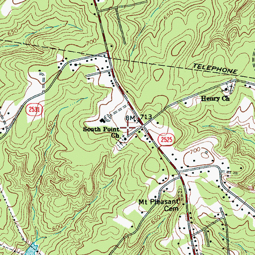 Topographic Map of South Point Church, NC