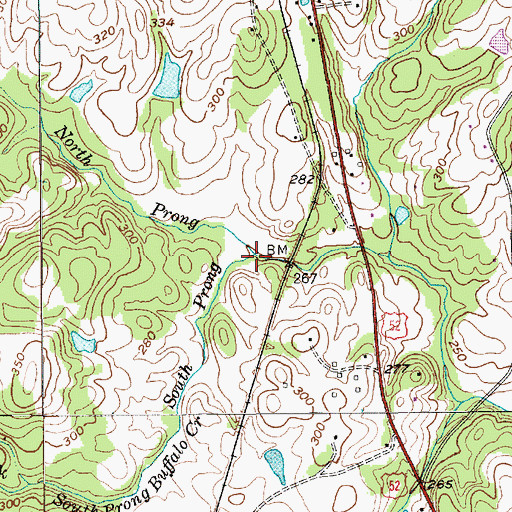 Topographic Map of South Prong Buffalo Creek, NC
