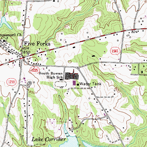 Topographic Map of South Rowan High School, NC