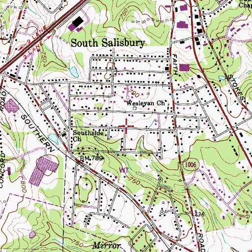 Topographic Map of South Salisbury, NC
