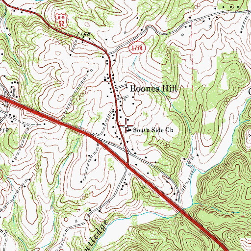 Topographic Map of South Side Church, NC