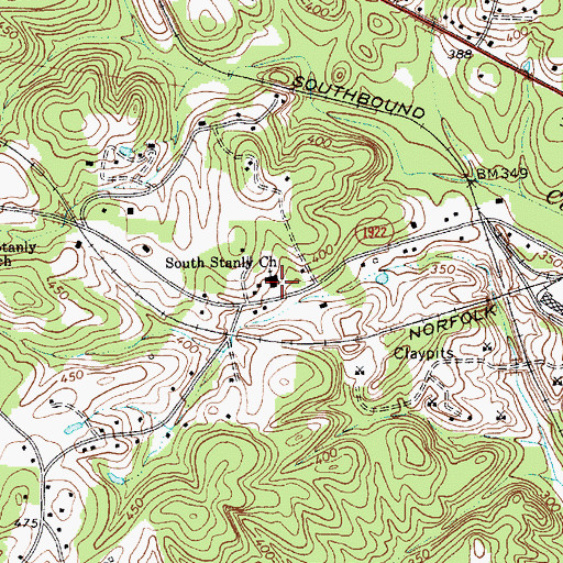 Topographic Map of South Stanly Church, NC