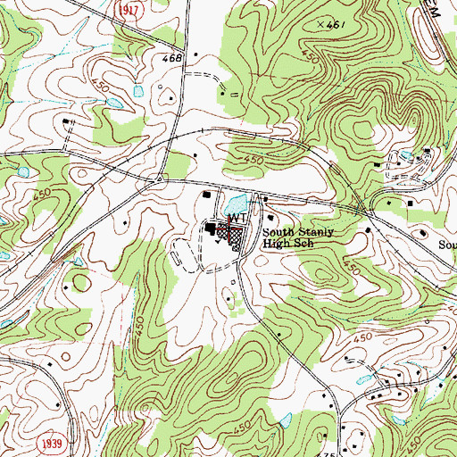 Topographic Map of South Stanly High School, NC