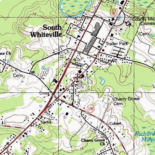 Topographic Map of South Whiteville, NC