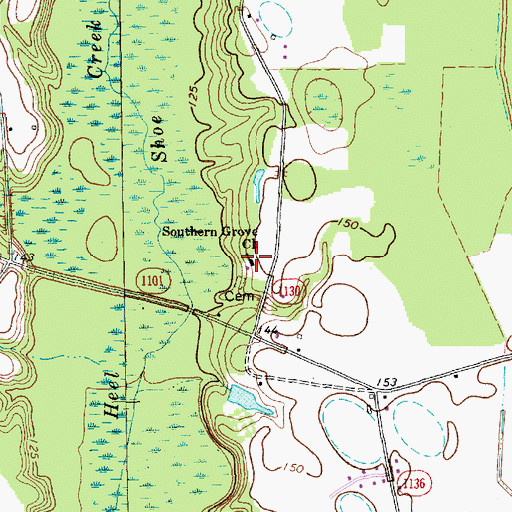 Topographic Map of Southern Grove Church, NC