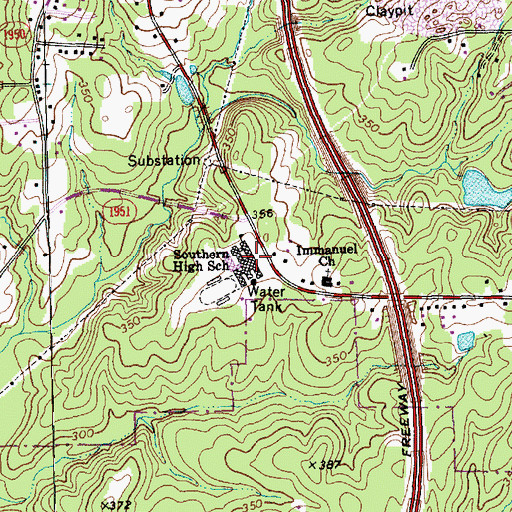 Topographic Map of Southern High School, NC