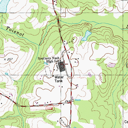 Topographic Map of Southern Nash High School, NC