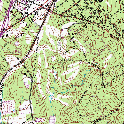 Topographic Map of Southern Pines Golf Course, NC
