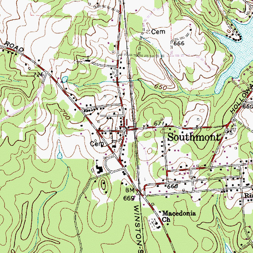 Topographic Map of Southmont, NC