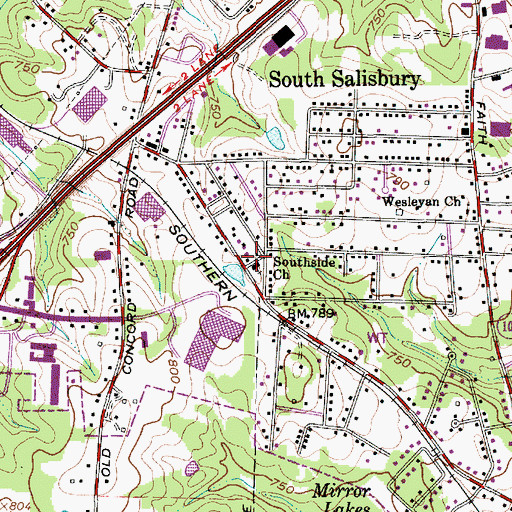 Topographic Map of Southside Church, NC