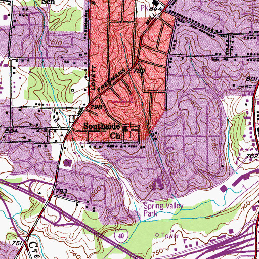 Topographic Map of Southside Church, NC