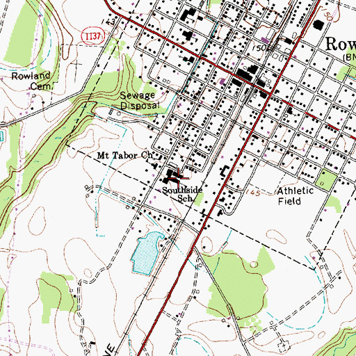 Topographic Map of Southside School, NC