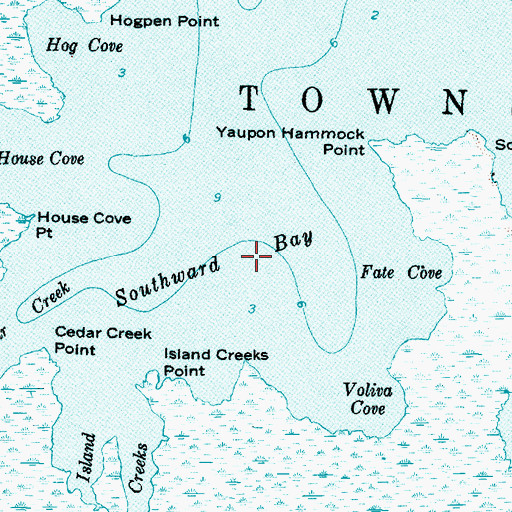 Topographic Map of Southward Bay, NC