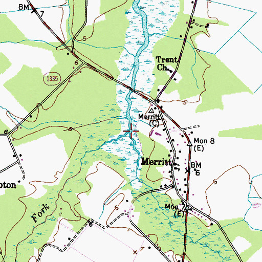 Topographic Map of Southwest Fork Trent Creek, NC