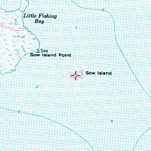 Topographic Map of Sow Island, NC