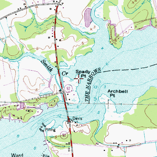 Topographic Map of Spady Point, NC