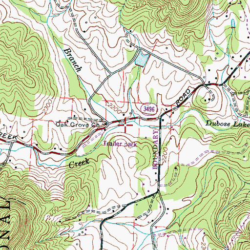 Topographic Map of Spain Branch, NC