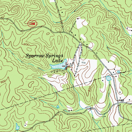 Topographic Map of Sparrow Springs Lake, NC