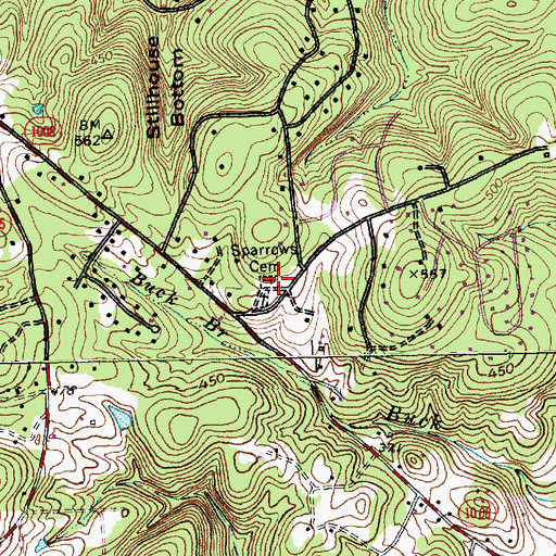 Topographic Map of Sparrows Cemetery, NC