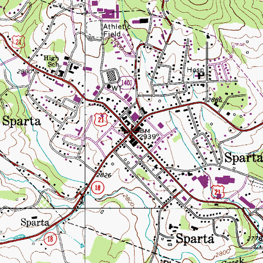 Topographic Map of Sparta, NC