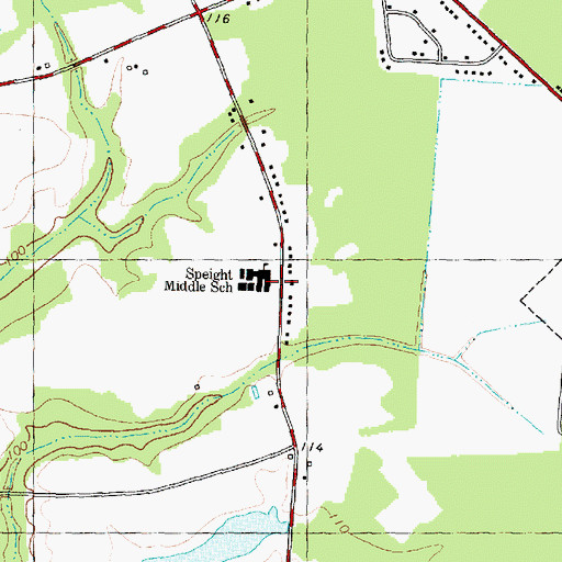 Topographic Map of Speight Middle School, NC