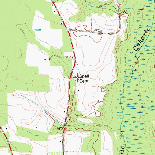 Topographic Map of Spell Cemetery, NC